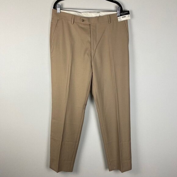 Pronto Uomo Slim Dress Pants Beige Polyester Blend Size 36x32 - Picture 1 of 9